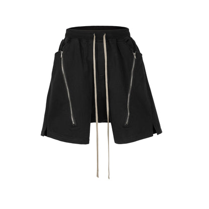 MIJKO Men Shorts Casual Pants Double Zipper Split Shorts