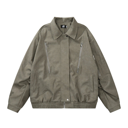 Men Jacket Coat Vintage Motorcycle Clothing Leather Coat Zipper Pilot PU Leather Jacket