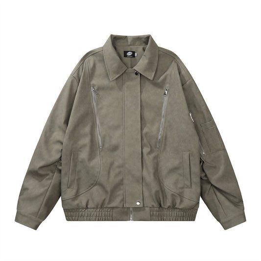 Men Jacket Coat Vintage Motorcycle Clothing Leather Coat Zipper Pilot PU Leather Jacket