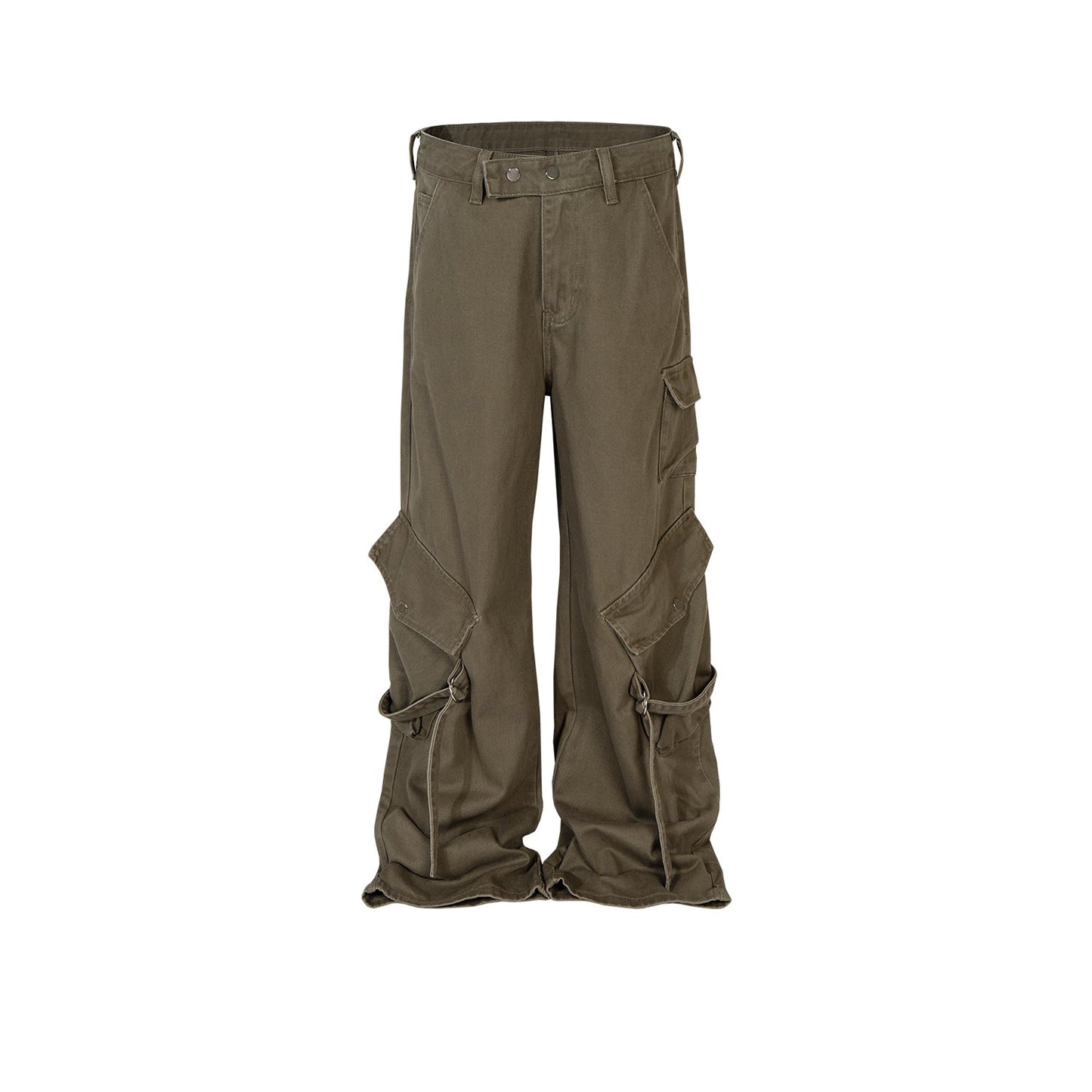 MIJKO Men's Vintage Pants MIJKO Men's Women's Ribbon Design Trousers Straight Tooling Jeans