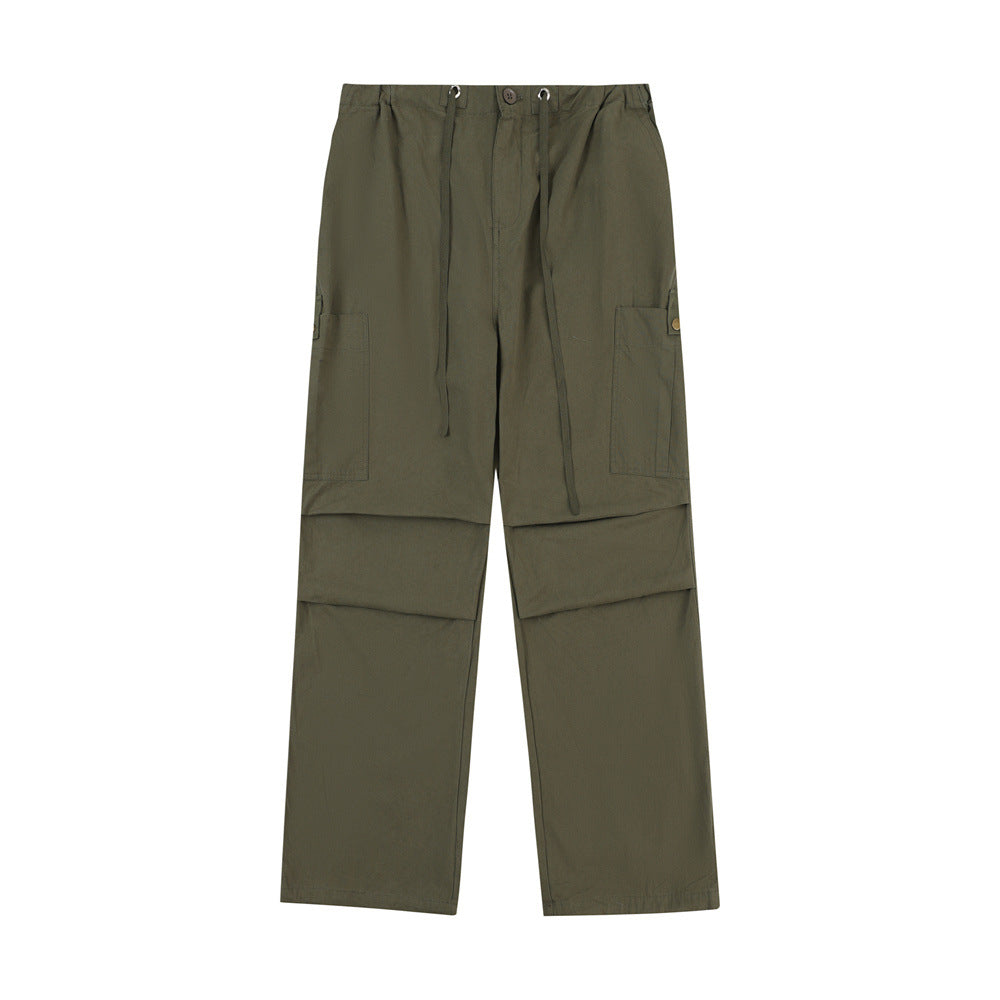 Men Sweatpants Quick-Drying Pleated Exercise Casual Pants Loose Solid Color