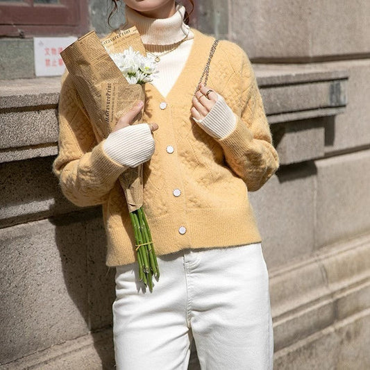 Women Knitted Cardigan Autumn Vintage Knitted Jacket