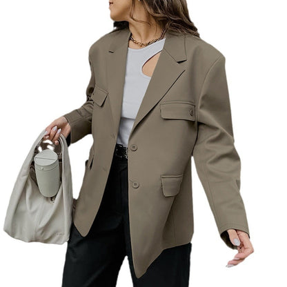 Women Trench Coat Casual Suit Jacket Female Retro