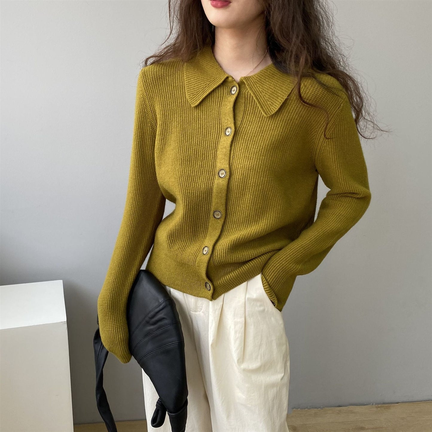 Women Cardigan Sweater Knitted Cardigan Autumn Sweater Jacket Long-Sleeved 8t8205