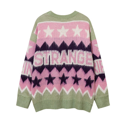 Women Sweater Vintage Star Jacquard Idle Style