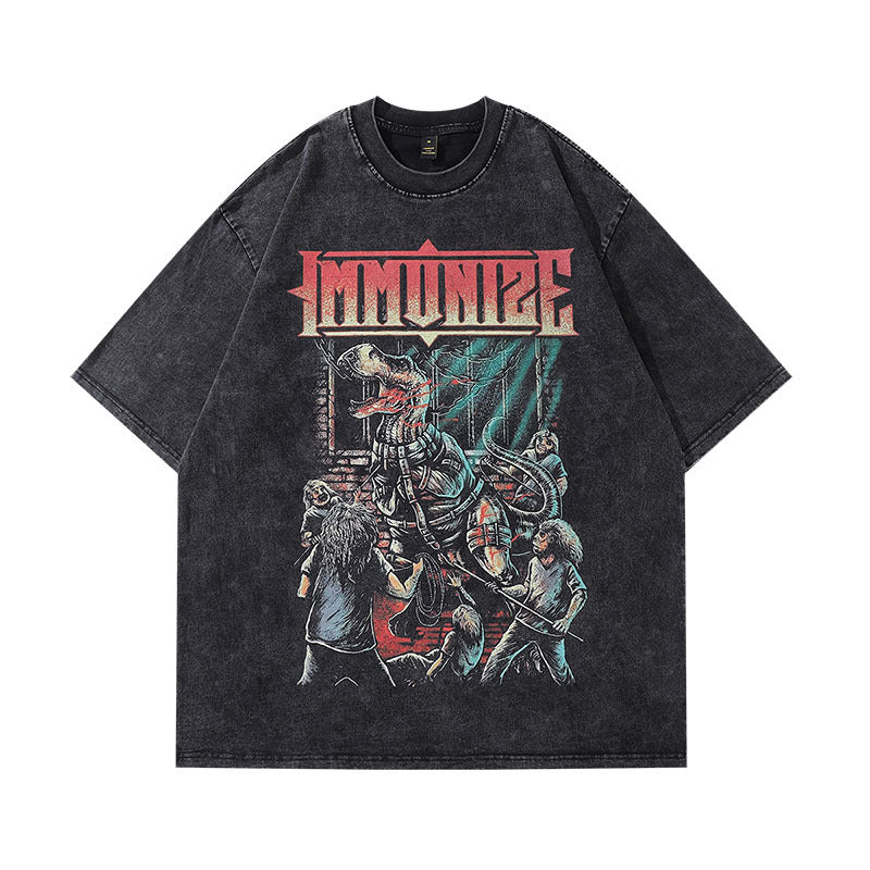 Men T-shirt Hip Hop Retro Heavy Half Sleeve Tee