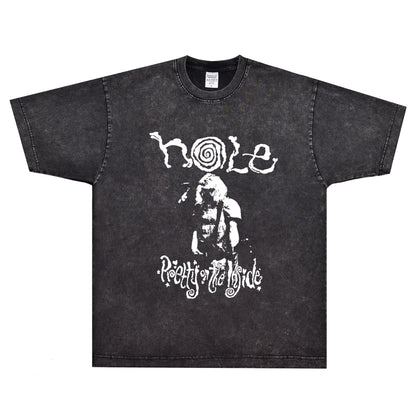 Rock Star T Shirt Hole Live through This T-shirt Rock American Loose Vintage Short Sleeve