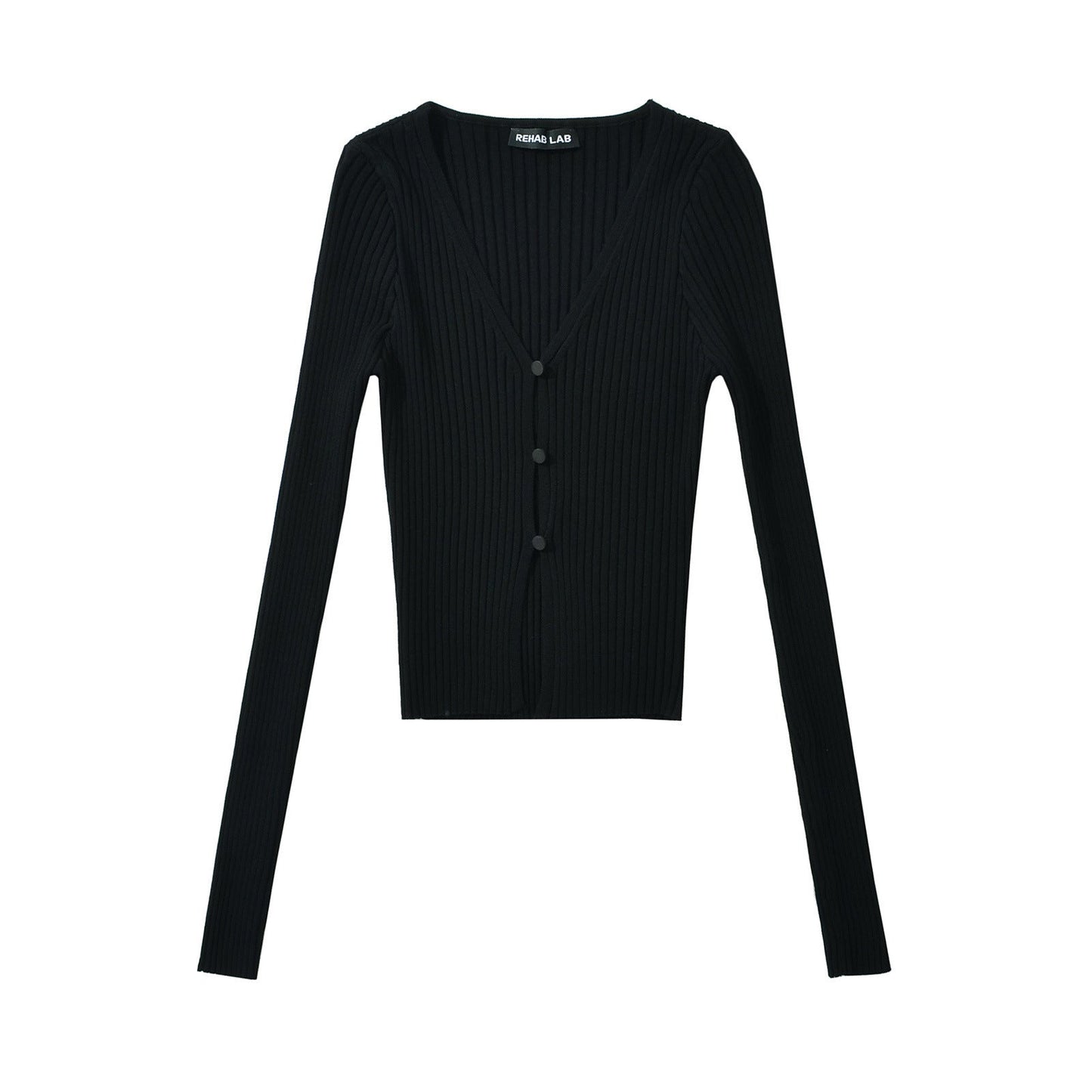 Women Tops Spring/Summer V-neck Hollow Cardigan Solid Color Short Top