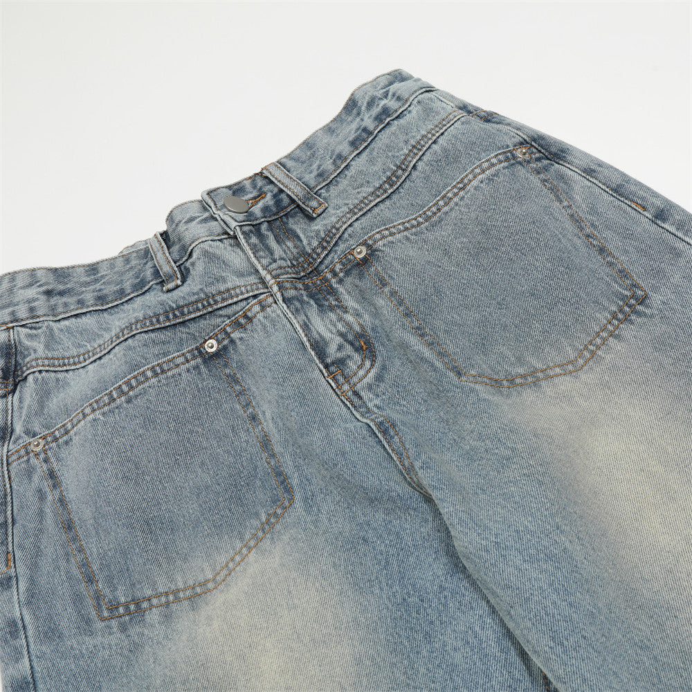 Men Jeans Solid Color Simple Personality Jeans Loose Casual
