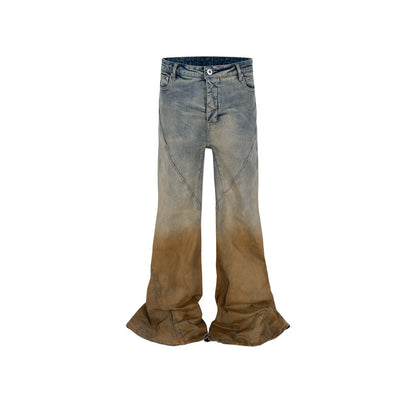 MIJKO Mens Vintage Pants MIJKO Mens Women's RICK Trousers Wide Feet Old Micro-pull Jeans