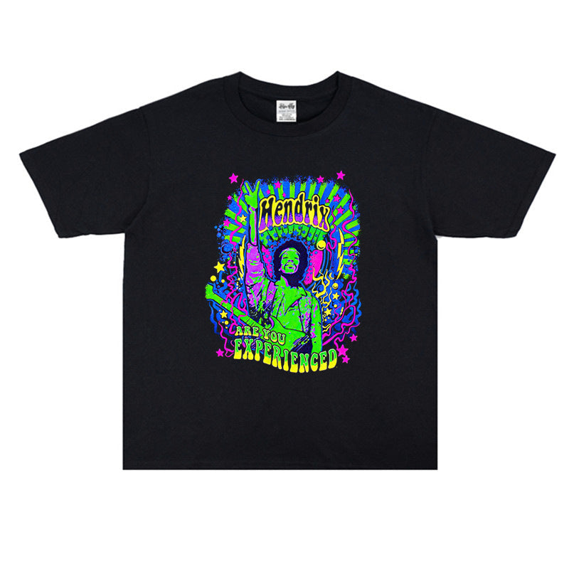Rock Star T Shirt Johnny Allen Hendrix Jimi Rock T-shirt Short Sleeve Loose Personality