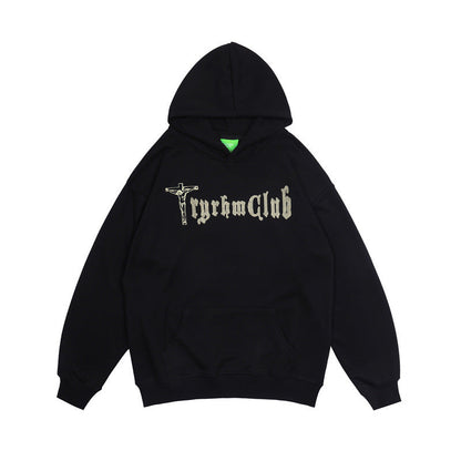 Men Hoodie Punk Print Hip Hop Hooded Sweatshirt