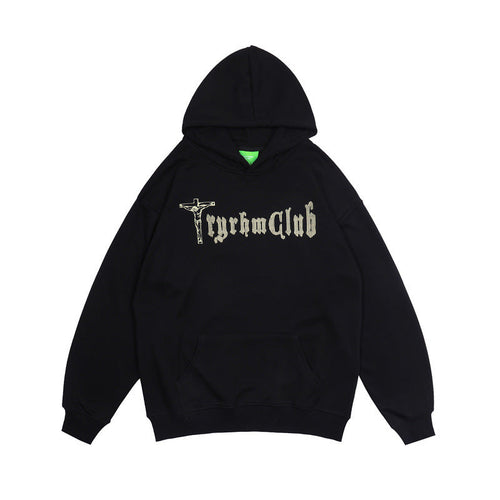 Men Hoodie Punk Print Hip Hop Hooded Sweatshirt