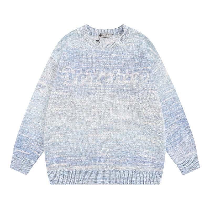 Women Sweater Gradient Color Knitted Sweater Versatile Loose