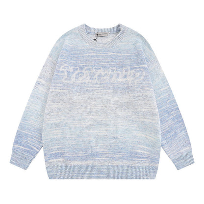 Women Sweater Gradient Color Knitted Sweater Versatile Loose