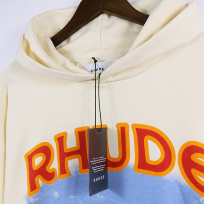 Rhude Hoodie Speedboat Plaid Sleeve Vintage Printed Hooded Sweater Jacket