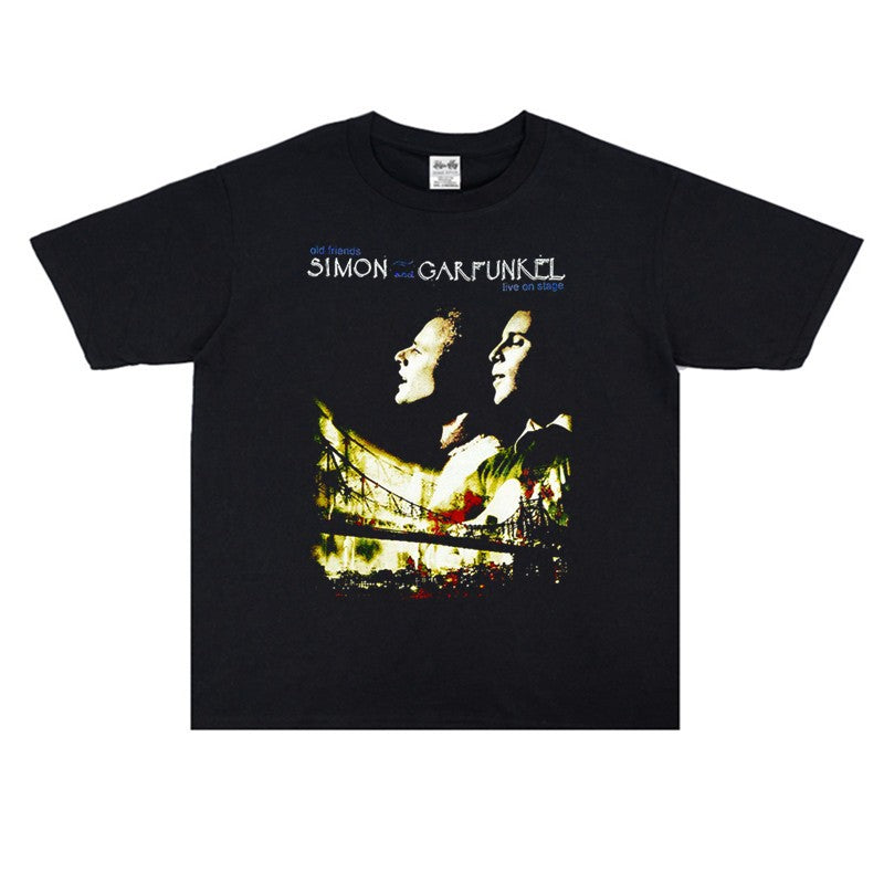 Rock Star T Shirt Simon & Garfunkel Printed T-shirt Short Sleeve