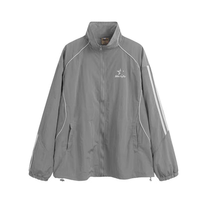 Men Jacket Coat Men's Loose Outdoor Casual Zipper Stand-up Collar Jacket