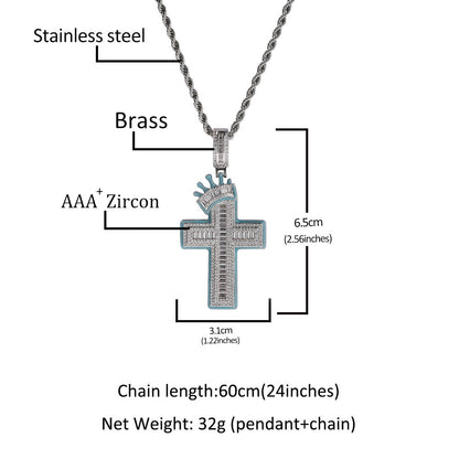 Jewelry Crown Cross Luminous Diamond Pendant Necklace Royalty Night light