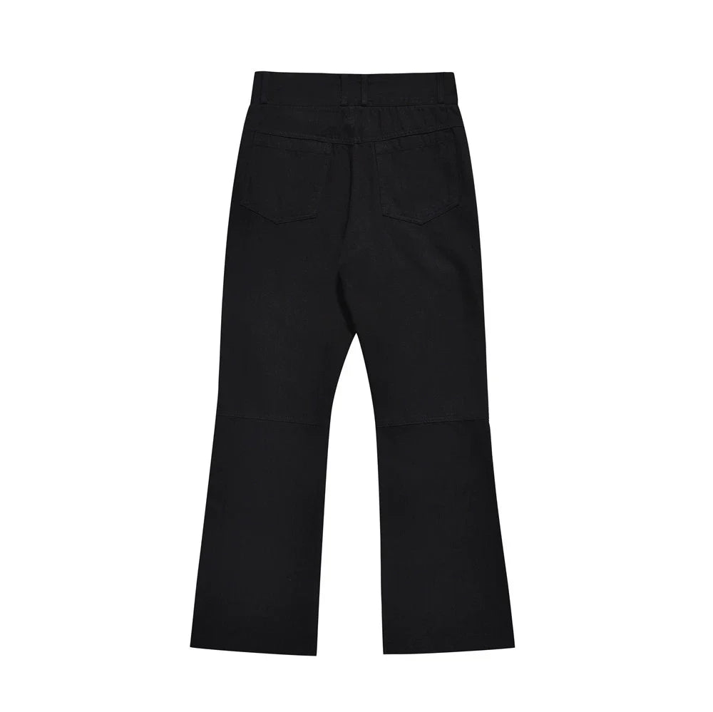 Men Sweatpants Layered Pleated Straight Jeans High Waist Casual Wide Leg Loose Trousers