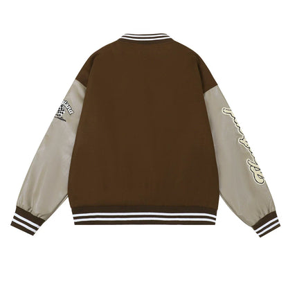 Men Jacket Coat Embroidered Letter Baseball Uniform Jacket Men's PU Leather Stitching Jacket