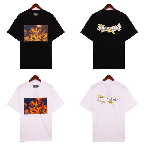 Denim Tears T Shirts Letter Portrait Short Sleeve T-Shirt
