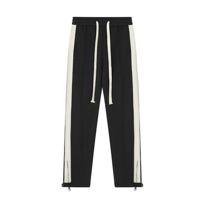 Men Sweatpants Side Stitching Casual Long Sports Pants Men's Elastic Waist Sports Straight Baggy Pants