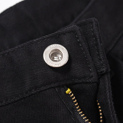 Men Jeans Pure Color Casual Versatile Leg Zipper