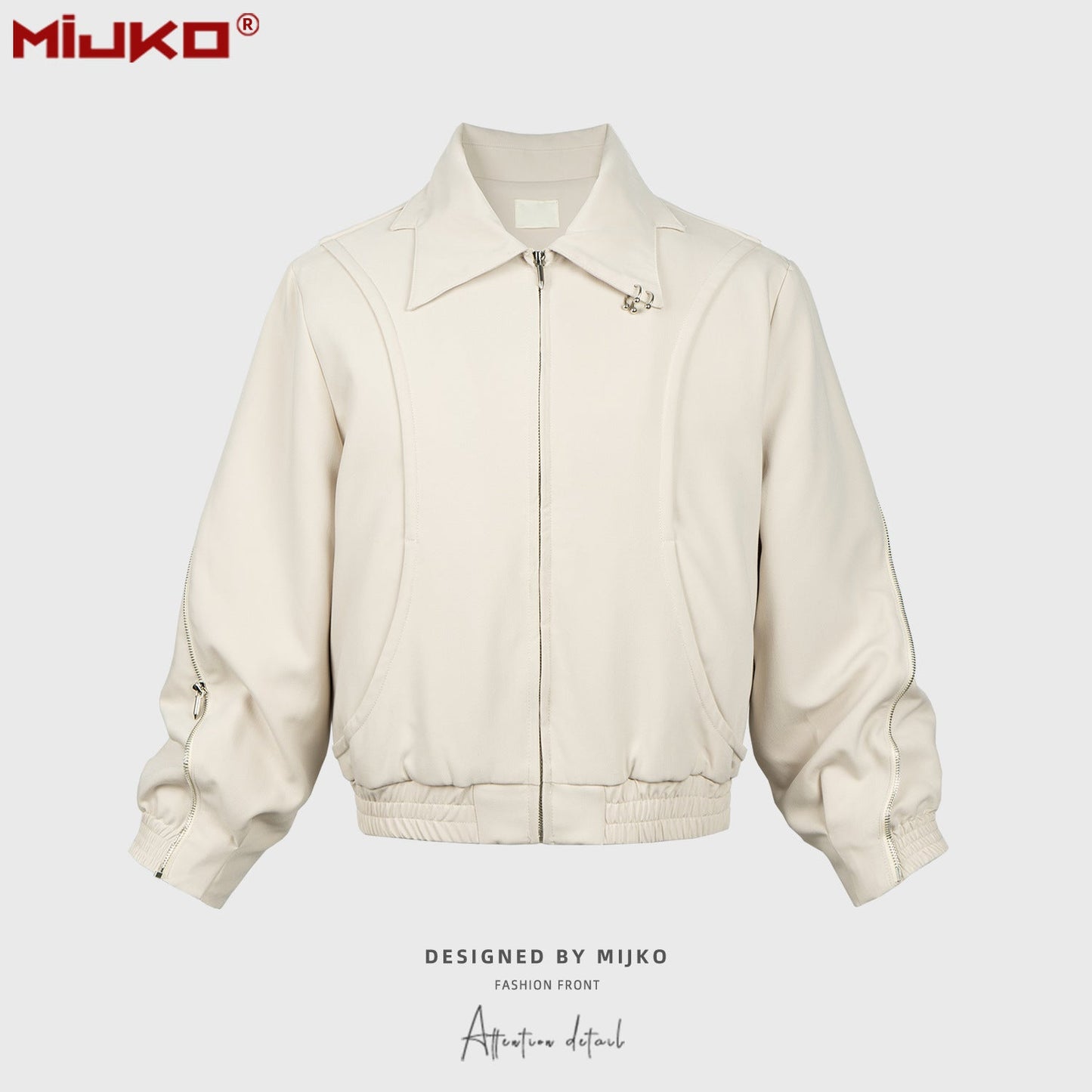 MIJKO Men's Jacket Two-way Zipper Minimalist Temperament Jacket