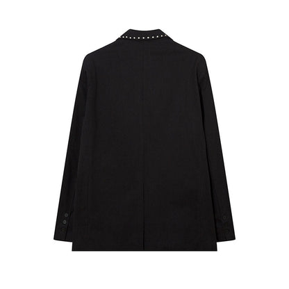 Women Jackets Retro Minority Design Jacquard Suit Jacket Loose