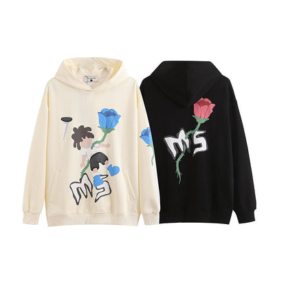 Men Hoodie Autumn and Winter Cartoon Foam Printed Hooded Sweater