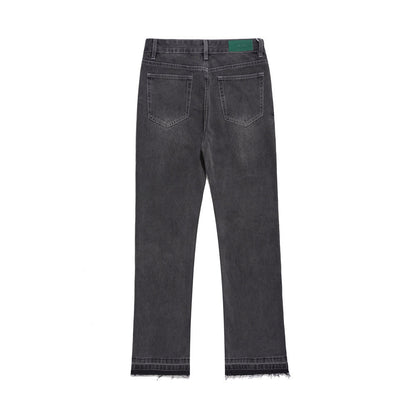 Men Jeans Vintage Baggy Pants-Foot Frayed Edges