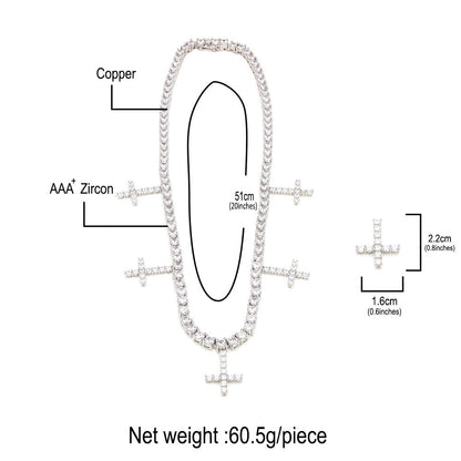 Jewelry Zircon Row Necklace Cross Pendant Necklace Hip-hop Rap Angel Pieces Crosses Egypt Pieces esus Pieces