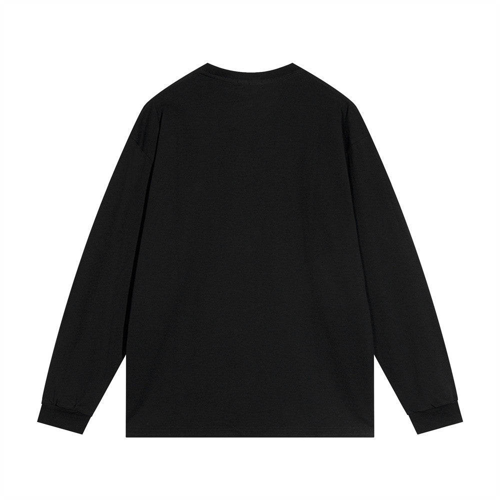 Men Long Sleeve T-Shirt Flowers Printed Bottoming Shirt Loose