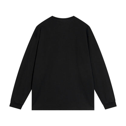 Men Long Sleeve T-Shirt Flowers Printed Bottoming Shirt Loose