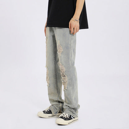 Men Jeans Ripped Jeans Men Baggy Straight Trousers
