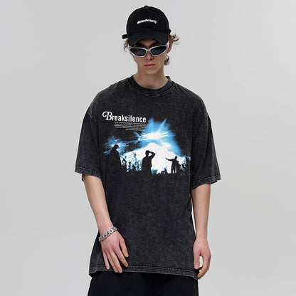 Vintage T-shirts BREAKSILENCE American washed and old summer short-sleeved t-shirts