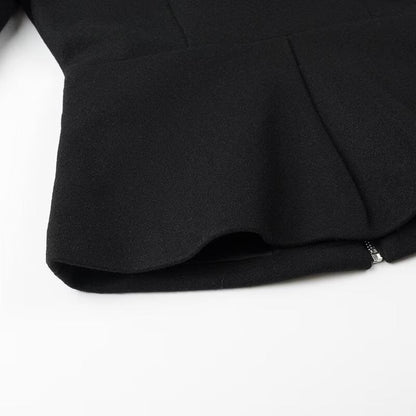 Women Tops Spring/Summer Lapel Zipper V-neck Short Coat Solid Color Top