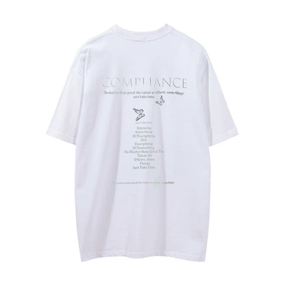 Men Vintage T-Shirt Short-Sleeved T-shirt Men's Loose Wash Distressed round Neck Top Casual