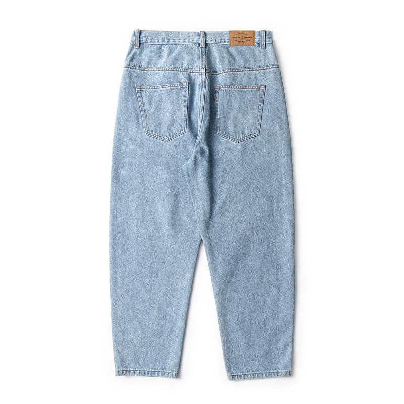 Men Jeans Wide Leg Jeans Hip Hop Retro Loose Ankle-Tied Casual Trousers