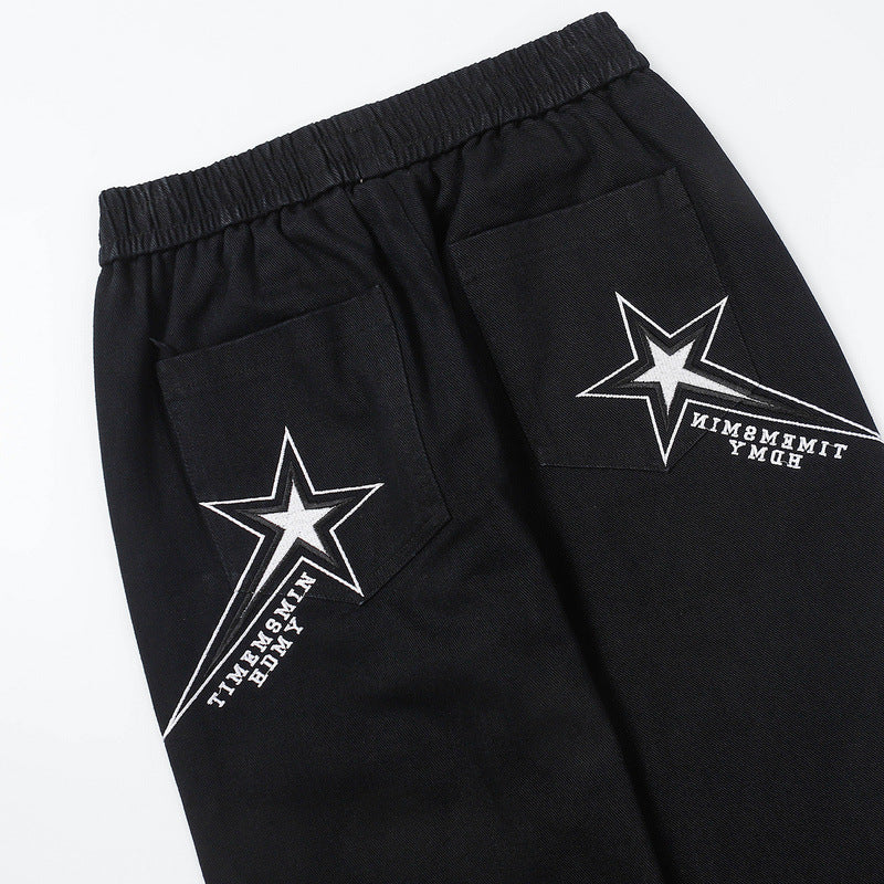 Cargo Pants Star Embroidered Overalls