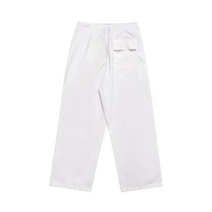 Men Sweatpants Pleated Workwear Casual Pants Double-Layer Mesh Lining Sports Straight Trousers
