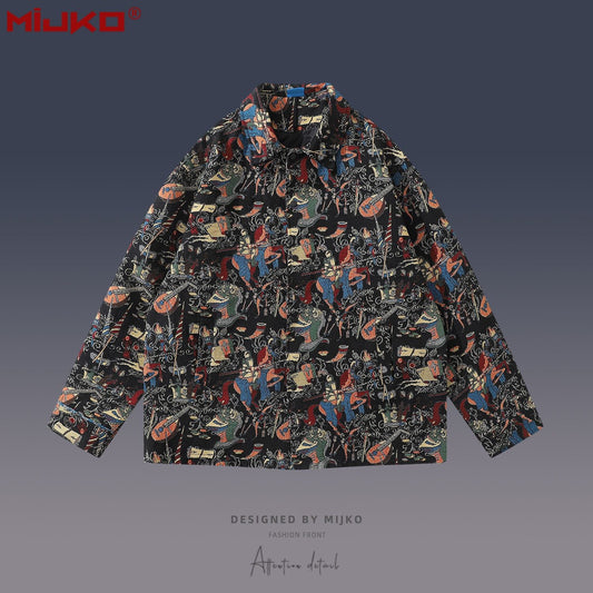 MIJKO Mens Jacket Embroidered Mainstream Fashion Jacket Windbreaker