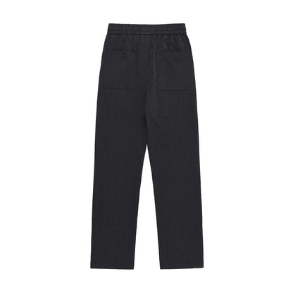 Men Sweatpants Straight Casual Pants Loose Elastic Waist Solid Color Simple Wide Leg Pants Trousers