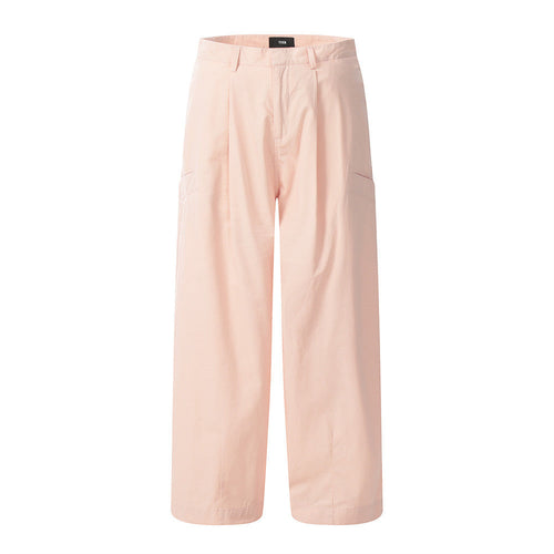 Men Sweatpants Straight Casual Pants Loose Wide Leg Pants Solid Color Pocket Decorative Trousers