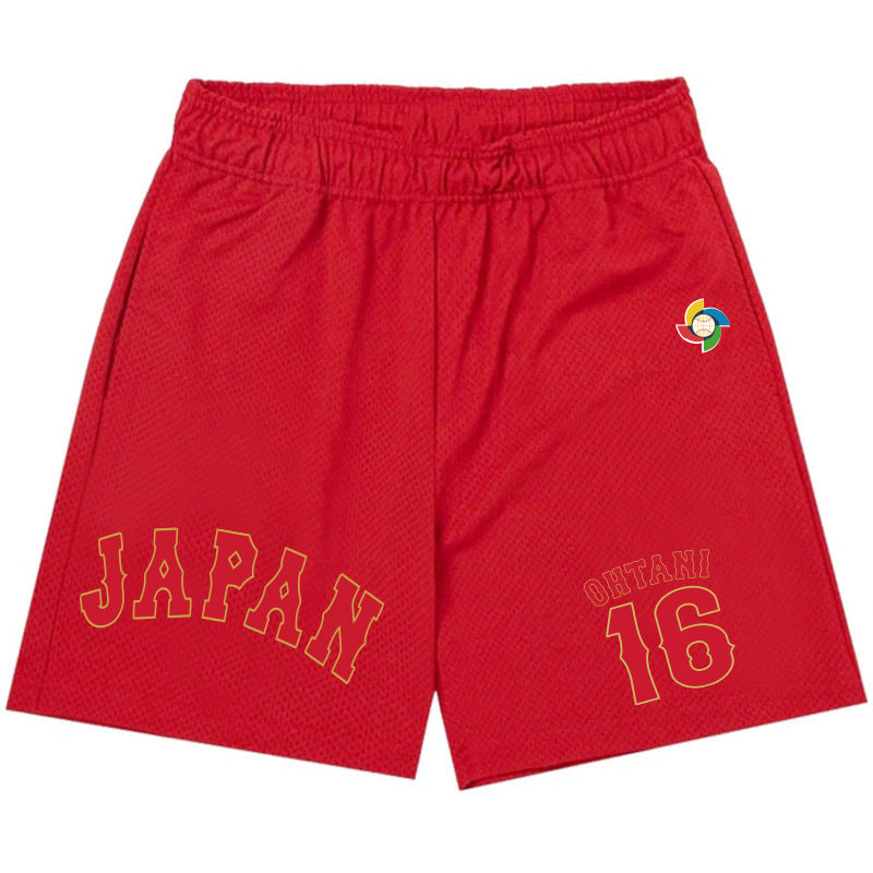 MLB Shorts WBC Otani Shohei No. 16 Ball Shirt Shorts Men's Summer Beach Pants Sports