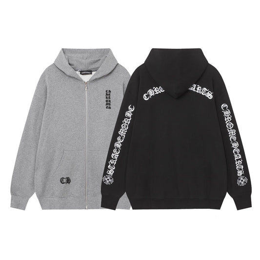 CHH Chrome Heart Hoodie Chrome Heart Sanskrit embroidered hooded sweater cardigan