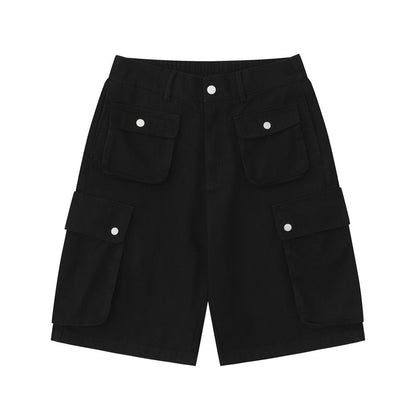 Men Shorts Loose Casual Straight-Leg Multi-Pocket Jeans