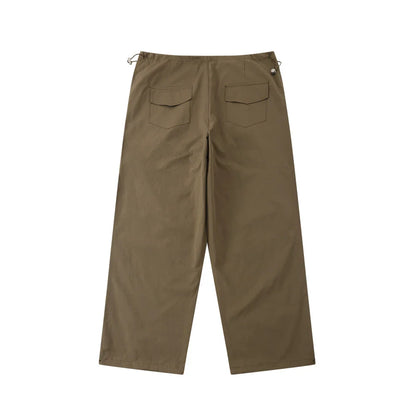 Men Sweatpants Knee Pleated Overalls Loose Straight Wide Leg Pants Drawstring Ankle-Tied Trousers