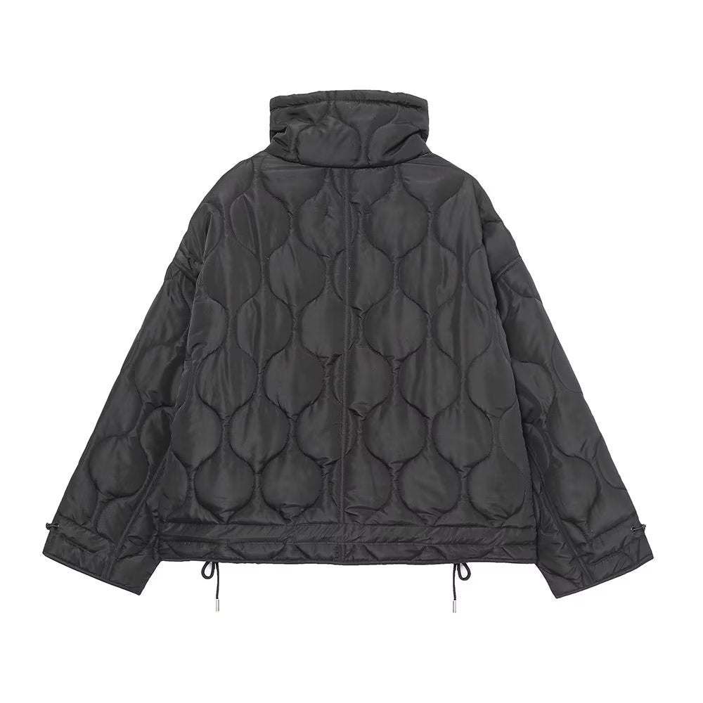 Women Cotton Coat Stand Collar Baggy Casual Jacket